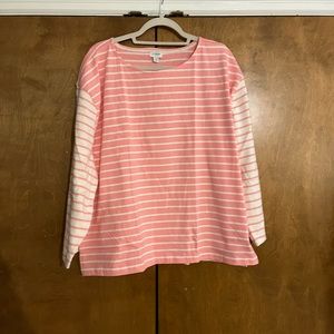 J Crew tshirt, pink & white stripe. 2X. NWT